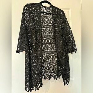 Nina Leonard Black Lace Cape